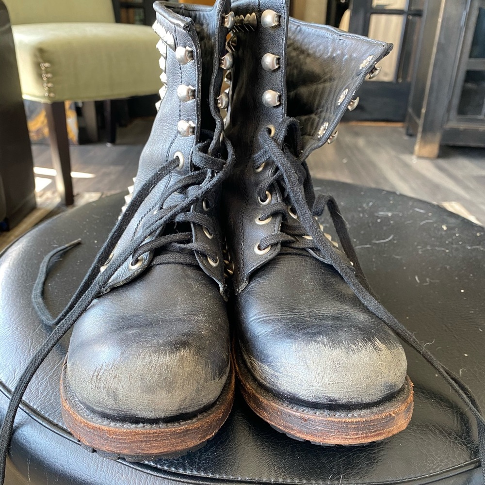 ASH silver studded combat boot